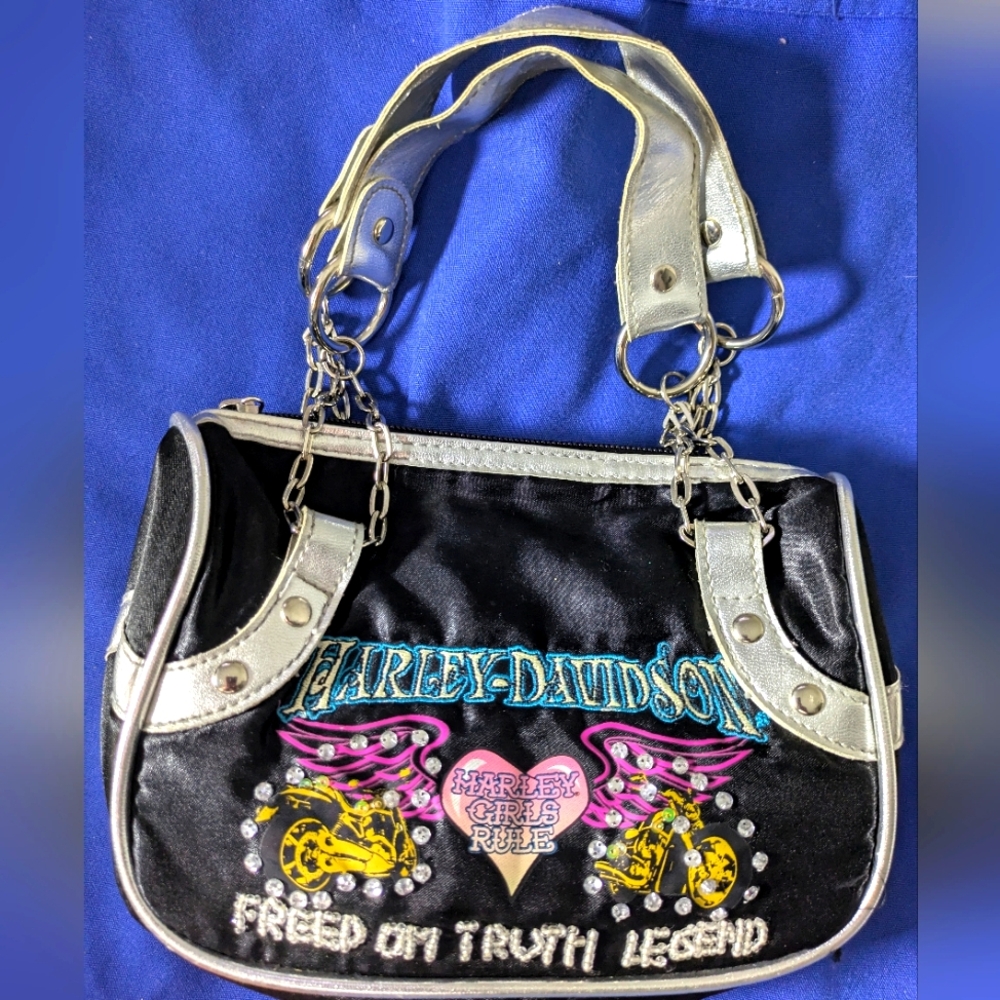 Harley-Davidson Black and Silver Shoulder Bag